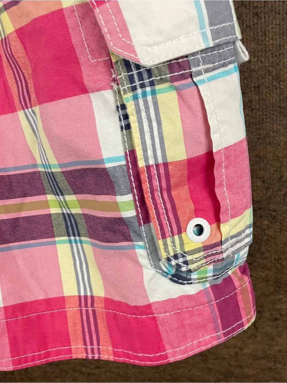 Abercrombie & Fitch Swim Trunks Mens 30x8 Plaid Cargo Board Shorts Pink Y2K 72